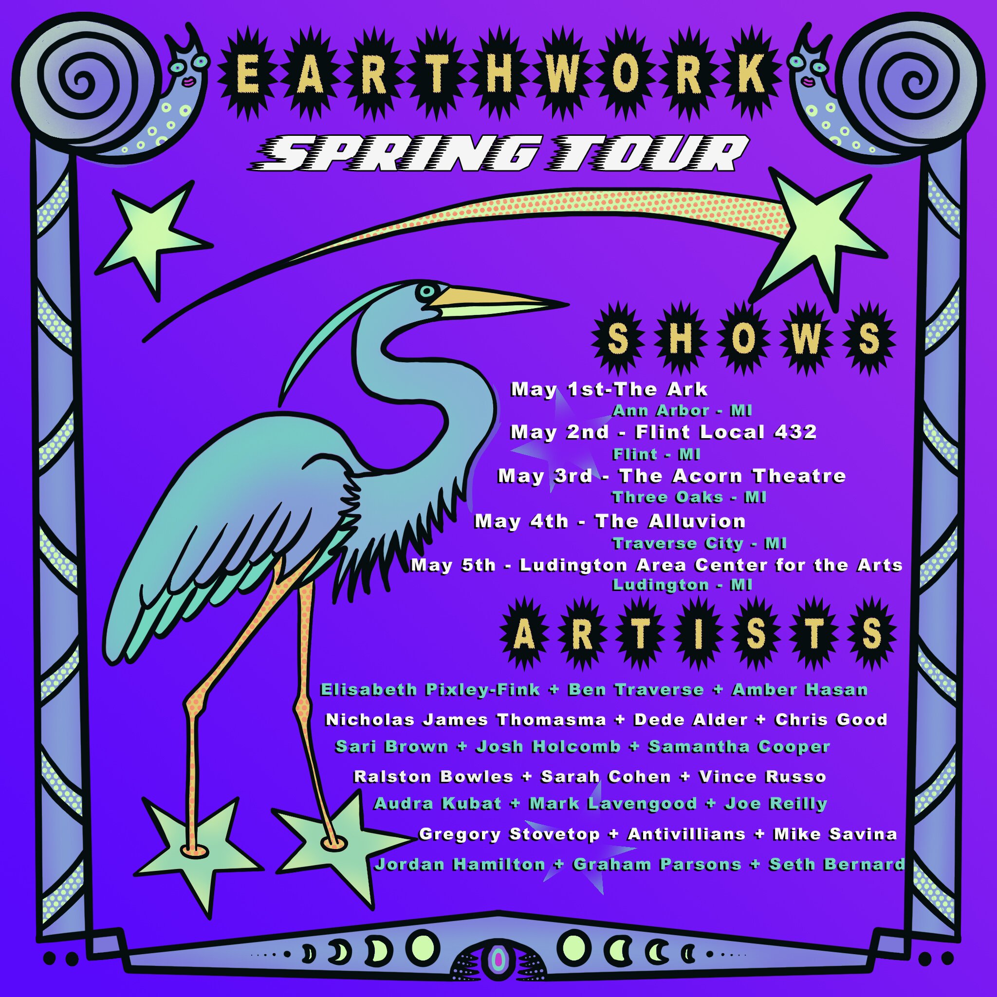 Promotional flier for the Earthwork Music Collective Spring tour.