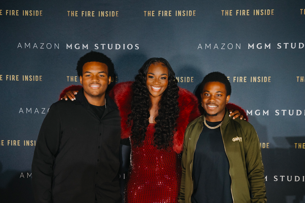 Claressa Shields and attendees at 'The Fire Inside' screening at Cinemark Flint West 14 on Sunday, Nov. 10, 2024.