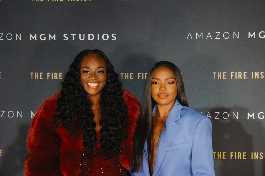 Claressa Shields and Ryan Destiny at 'The Fire Inside' screening at Cinemark Flint West 14 on Sunday, Nov. 10, 2024.