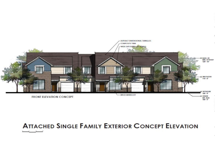 A look at one of the 11 buildings being built as part of the $16.9 million Clark Commons, mixed-use development. 