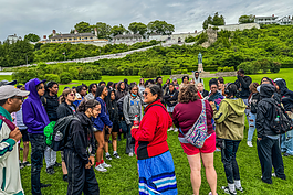 GEAR UP staff and students taking in the sights, doing a bit of shopping, and preparing to take the climb to the Mackinac Island Fort on June 28, 2024. 