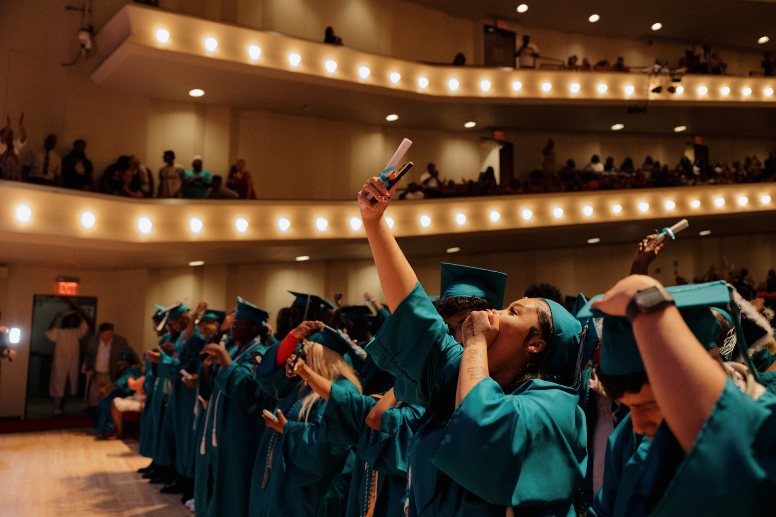 The Class of ’24 students from Flint Accelerated Learning Academy and Southwestern Classical Academy are all smiles at graduation on June 4, 2024.