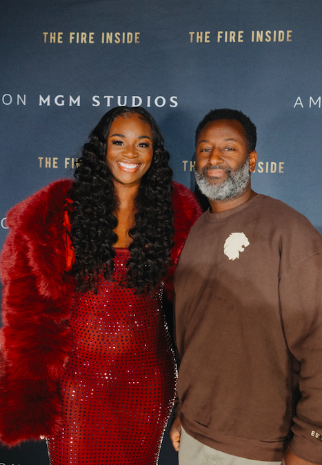 Claressa Shields and Khali Sweeney at 'The Fire Inside' screening at Cinemark Flint West 14 on Sunday, Nov. 10, 2024.