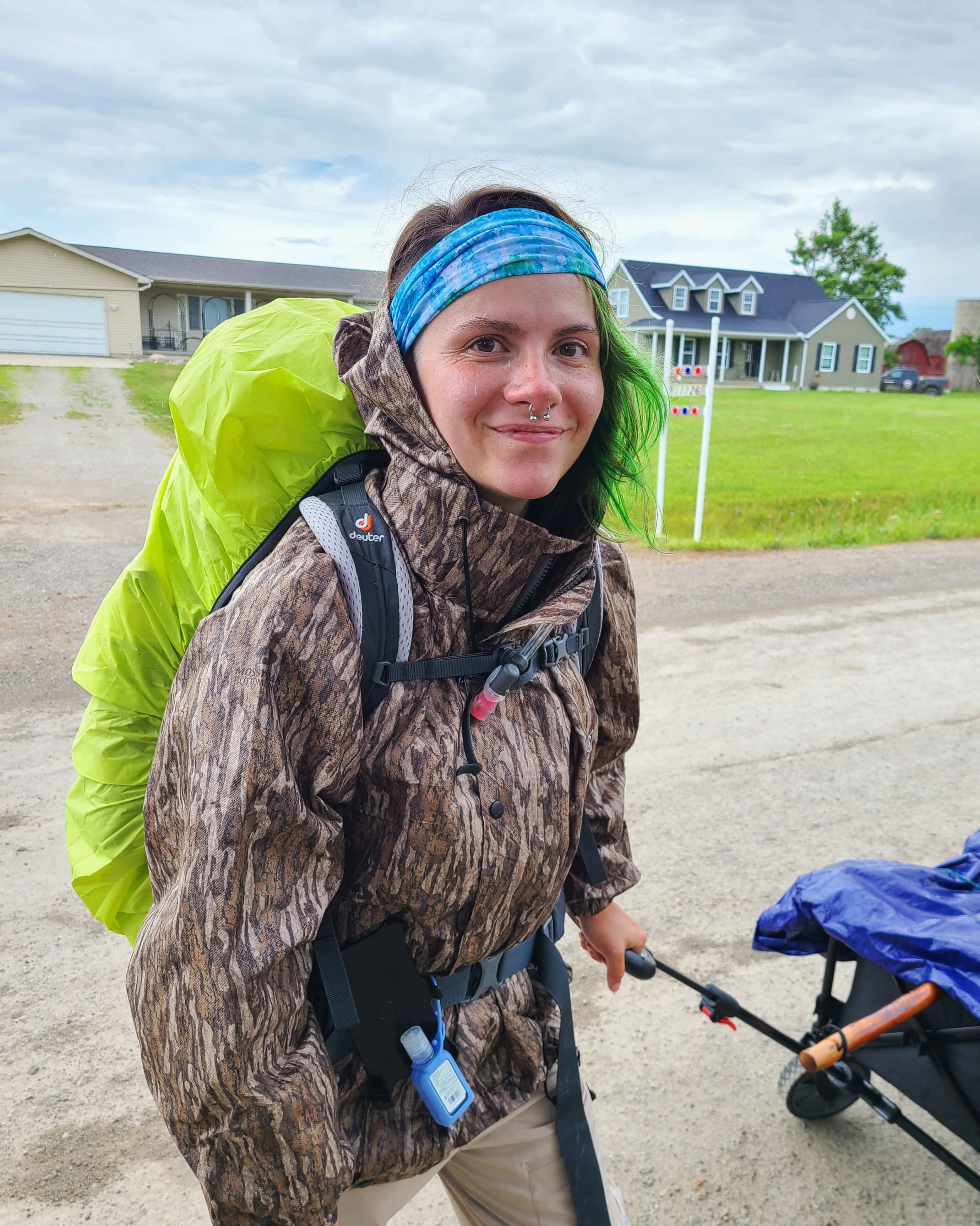 Tarissa Reel pauses for a quick photo before returning to the 800-mile venture.