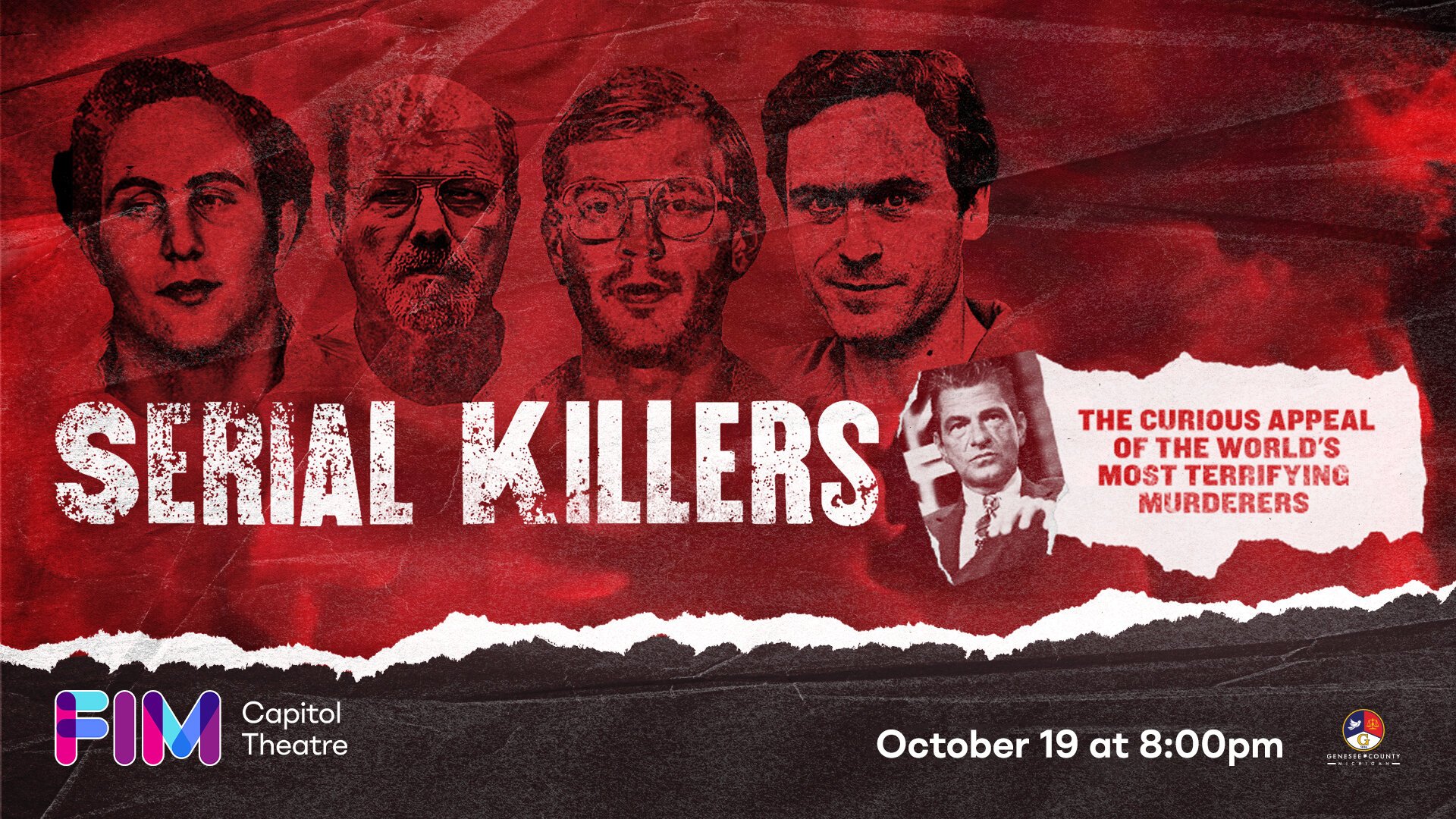 Criminologist, author, and serial killer expert Dr. Scott Bonn brings his educational and entertaining 'Serial Killers' show to the FIM Capitol Theatre on Saturday, Oct. 19, 2024.